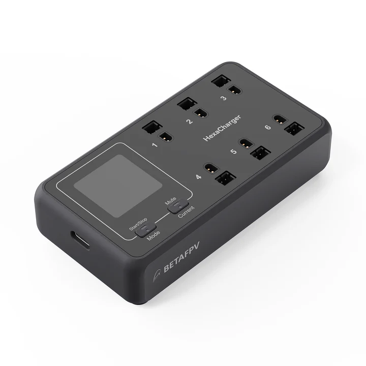 BETA FPV 6-Port Charger: 78W Fast Charger for 1S LiPo Drone Batteries—Compatible with PH2.0 & BT2.0 Connectors